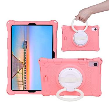 Imagem de caso tablet PC Capa infantil compatível com Samsung Galaxy Tab S6 10.5 2019 SM-T860/T865, capa leve de silicone macio, com alça de mão e cinto de ombro capa giratória coldre protetor (Color : Pink)