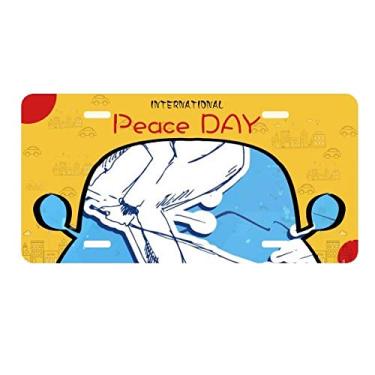 Imagem de DIYthinker Placa de licença para esportes de inverno, snowboard, esqui, ilustração, etiqueta para decoração de carro, dia da paz