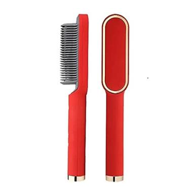 Imagem de Escova Secadora Profissional Seca Alisa E Modela Cabelo Comb, penteadeira de cerâmica quente, aquecimento rápido 20 anos e 5 configurações de temperatura e anti-escaldadura (Vermelho)