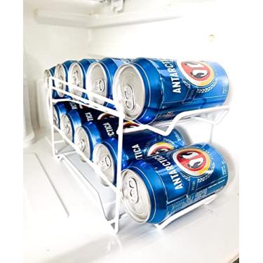 Imagem de Porta Latas Geladeira Organizador Armário Branco Suporte Aramado 10 Latinhas Organização