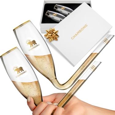 Imagem de Chambong - Taças de champanhe para artigos de festa de ano novo 2025 NYE lembrancinhas de festa (2 peças com caixa de presente)