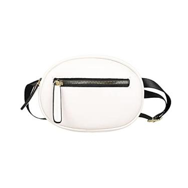 Imagem de Bolsa de peito feminina verão cor PU moda personalidade ombro único bolsa mensageiro bolsa de cintura de grande capacidade, Branco, One Size