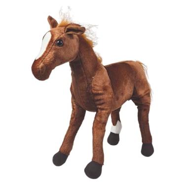 Imagem de Cavalo De Pelúcia Em Pé Fazendinha Pernas Articuladas Brinquedo Decoração 35Cms - Marrom Escuro
