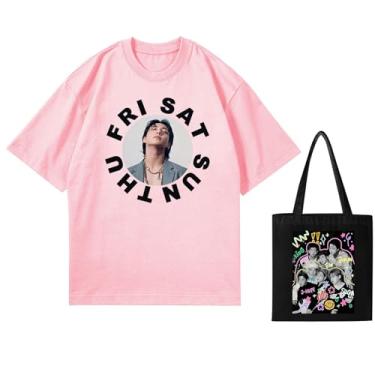 Imagem de Camiseta K-pop Jungkook Solo Seven + lona, camisetas soltas unissex com suporte de mercadoria estampadas camisetas de algodão, Rosa, XXG