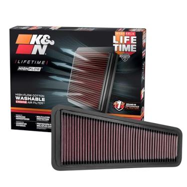 Imagem de K&N Filtro de ar do motor original de alto fluxo vitalício: aumente a potência, lavável, premium compatível com Toyota 2002-2015 Hilux, Land Cruiser 33-2281