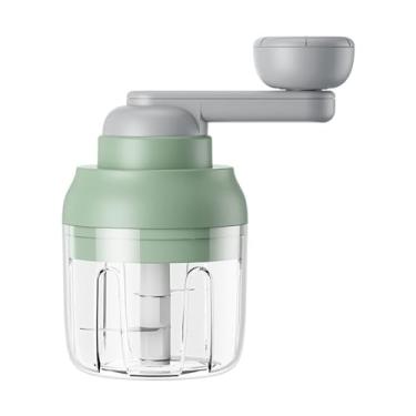 Imagem de Mini Picador de Alho Elétrico, Picador de Alimentos Manual Fácil Com Forte Potência de Mistura, Picador de Vegetais Portátil Branco 250ML Espremedor de Metal ABS para Ervas de