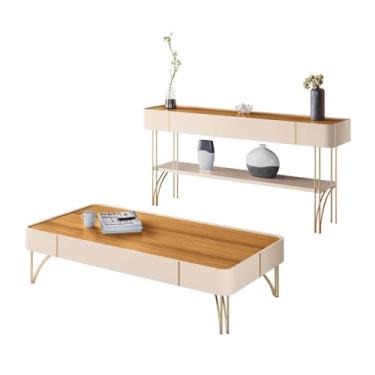 Imagem de Aparador Buffet Vivant e Mesa de Centro Cadenza Pés em Aço Off White/cinamomo