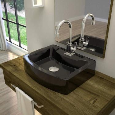 Imagem de Kit 3 Cubas para Banheiro Rt41w Retangular Aria Compace Preto