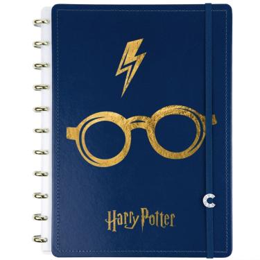 Imagem de Caderno Inteligente Harry Potter Azul A4 Tamanho Grande Capa Dura Deluxe Discos Universitário Escolar Folha Destacável