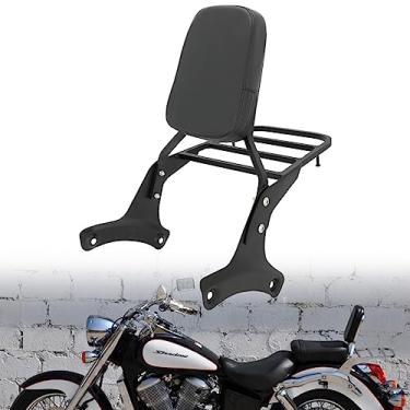 Imagem de Motaux Passenger Sissy Bar com bagageiro encosto para Honda Shadow ACE 400 750 VT400 VT750C VT750CD 1997-2003, preto