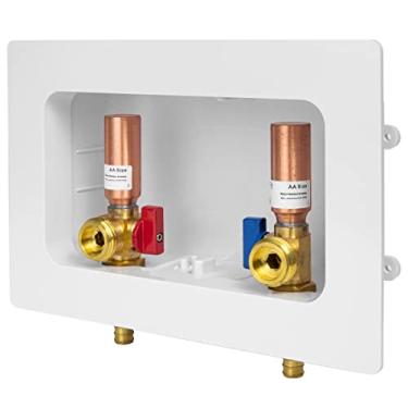 Imagem de EFIELD Caixa de saída de máquina de lavar premium (lavanderia) com dreno central 1/2" crimpador de farpa conexão Pex com bloqueador de martelo de água de cobre