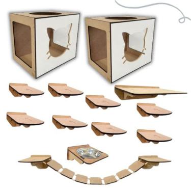 Imagem de Kit Playground Para Gatos Duplo Frente Gato - DGP STORE, Branco