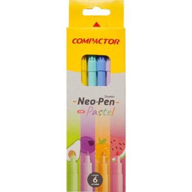 Imagem de Caneta Hidrográfica NEO-PEN Gigante 6 Cores Pastel - Pacote com 5 - Co