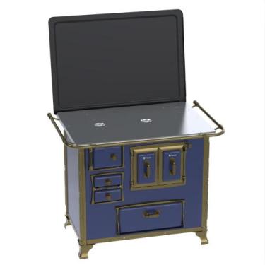 Imagem de Fogao a Lenha Venax n 2 Renaissance Chapa de Aluminio Azul, SAIDA DIRE