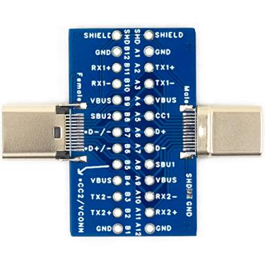 Imagem de naughtystarts Placa de breakout USB tipo C macho para fêmea, 0,3 cm, passo de 24 pinos, saída de pino completo para extensão de cabo de transferência de dados, PCB, aprendizagem, remontagem