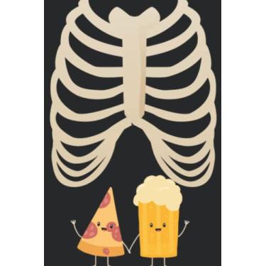 Imagem de Funny Halloween Good Skeleton Pregnancy Pizza Beer XRay Meme Art: Lined Journal Notebook To Do Schedule, Medium 6x9 Inches, 120 Pages, Printed Cover