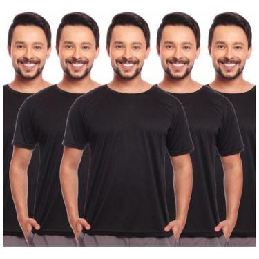 Imagem de Kit 5 Camisas Básicas Masculina Dry Fit Lisa Tradicional - MC Digital,
