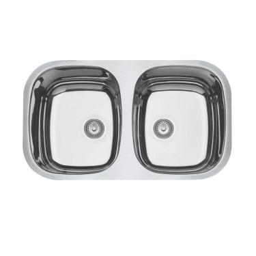 Imagem de Cuba De Embutir Tramontina Isis 2c 34 Bl Em Aço Inox Alto Brilho 77x45 Cm
