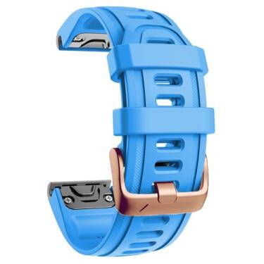 Imagem de Pulseira de relógio de 20 mm para Garmin fenix 5s 6s/6s pro 7s instinct 2s 20 liberação rápida correas bandas substituição para garmin epix 2 42 mm pulseira de silicone fivela ouro rosa para mulheres homens azul
