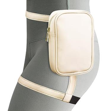 Imagem de Peicees Bolsa feminina de couro com alça de perna para motocicleta, acessórios de fantasia, pochete moderna, bolsa de cinto, Creme, 6.5 inches, Tendência