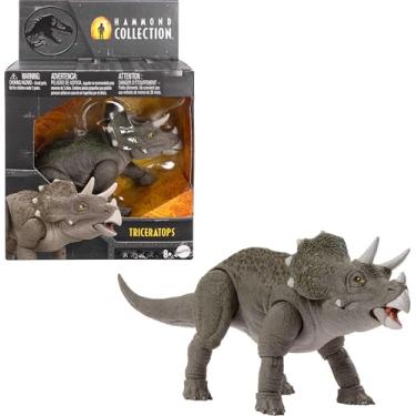 Imagem de Mattel Jurassic World Hammond Collection Dinosaur Action Figure Toy, Juvenile Triceratops Premium Movie Design with Glass Eyes & 14 Points Articulation