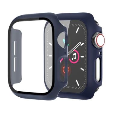 Imagem de Capa rígida para Apple Watch Series SE 6 5 4 44 mm [proteção total], protetor de tela integrado [sensível ao toque] Capa protetora fina para iWatch S6/S5/S4/SE acessórios de 44 mm, azul marinho