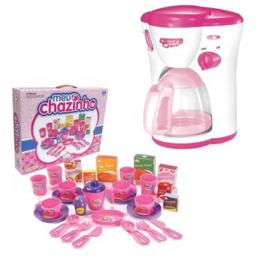 Imagem de Brinquedo Cozinha Cafeteira Expresso Infantil e Meu Chazinho - DM Toys