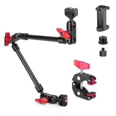 Imagem de HEMMOTOP Braço mágico de 56 cm com braçadeira, suporte de câmera articulado longo, suporte ajustável para celular, rotação de 360°, braço de microfone para microfone, luzes de LED, para iPhone, tripé