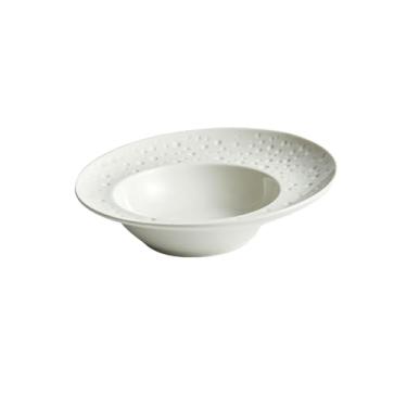 Imagem de Prato de chapéu de palha de salada de macarrão de cerâmica, chapeamento de talheres de hotel criativo branco - 25,4 cm