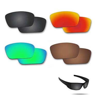 Imagem de Fiskr Lentes polarizadas de substituição para óculos de sol Oakley Fuel Cell (OO9096) com revestimento antiarranhões, água salgada e antipoeira (preto, marrom, vermelho e verde), Stealth Black &