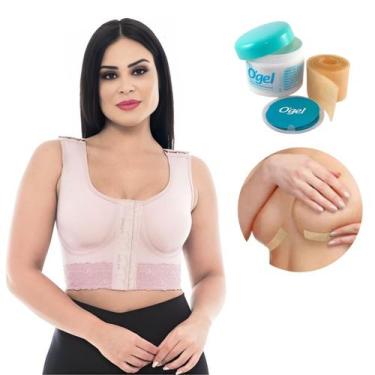 Imagem de Kit Pós Cirúrgico Sutiã Mamoplastia Alça Larga Fita Cicatrizante Autoc