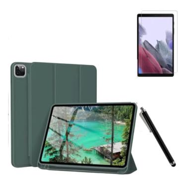 Imagem de Kit Proteção para iPad Pro 2018/2022, 12,9 Polegadas, Capa Protetora Smart Flip com Suporte + Película de Vidro + Caneta Touch (Verde)