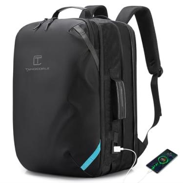Imagem de TANGCORLE Mochila de viagem, mochila expansível extra grande de 45 L aprovada para voos, laptop de 17,3 polegadas com porta de carregamento USB, mochila de negócios para computador resistente à água
