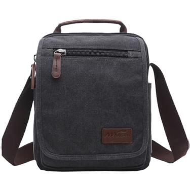 Imagem de mygreen Bolsa tiracolo de lona pequena bolsa mensageiro bolsa de trabalho, Preto, Small, Bolsa mensageiro masculina, bolsa tiracolo de lona