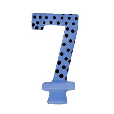 Imagem de Vela De Aniversário Poá Azul - N7