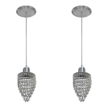 Imagem de Kit 02 Lustres Pendentes De Cristal Para Cabeceira De Cama Fio com 2 metros cada