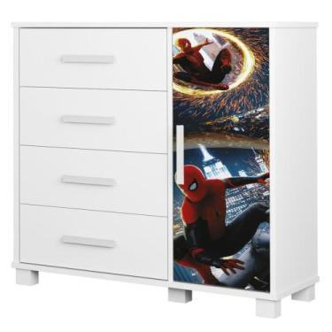 Imagem de Cômoda Infantil Para Quarto 80cm 4 Gavetas Herói Aranha Z53 - Mpozenat