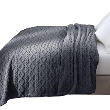 Imagem de Cobertor 3d Casal 180x220cm Em Relevo Super Macio Tricot Cinza Jolitex