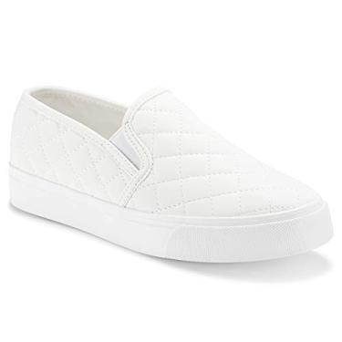 Imagem de Jenn-ardor tênis feminino slip on perfurado/acolchoado sapato casual fashion confortável caminhada, Branco, 6.5