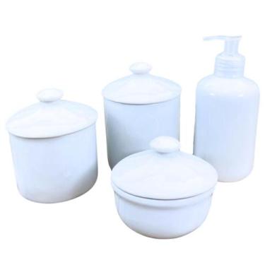 Imagem de Kit higiene 4 pçs bebê Lavabo Off White Porcelana c/ pegador - Antilop