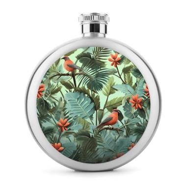 Imagem de Cantil de aço inoxidável, impressão de plantas tropicais, clássico, cantil, garrafa de viagem, portátil, garrafa de metal