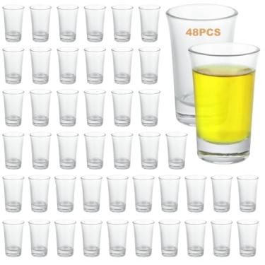Imagem de LOYORTY 48 peças de copos de shot de 47 g a granel, conjunto de copos de shot com base pesada, copos redondos transparentes de tequila para vodca, uísque, expresso, licor