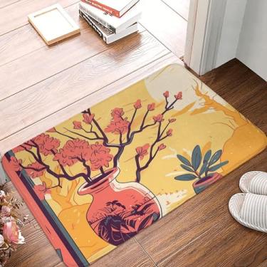 Imagem de Arranjo de flores, tapete de boas-vindas, antiderrapante, tapete de entrada, para casa, entrada, garagem, pátio, varanda, casa de fazenda, 61 x 40 cm