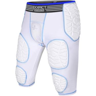 Imagem de Exxact Sports Faixa De Futebol Juvenil Combat 7-Pad - Acolchoada Com Bolso Para Copos, Shorts Compressão Meninos (Ym, Branco)