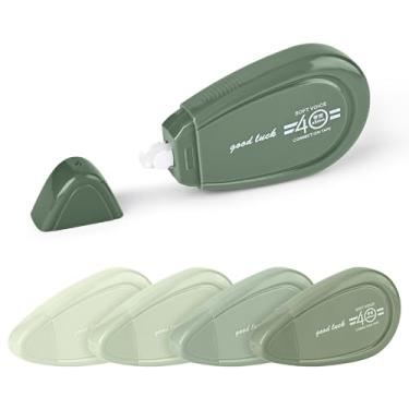 Imagem de Valtiner 5 peças de fita corretiva branca, fita corretiva fofa de 80 metros para correções instantâneas, aplicador fácil de usar para material de escritório e escola (verde)