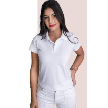 Imagem de Baby look feminina polo piquet - Bifama Confecções, Branco, M