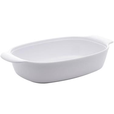 Imagem de Kit 24 Travessas Lyor 31,5x18cm Melamina Branca Oval com Alça Milão Restaurante