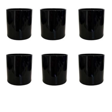 Imagem de Kit 6 Copos de Vidro Whisky Preto 230 ml