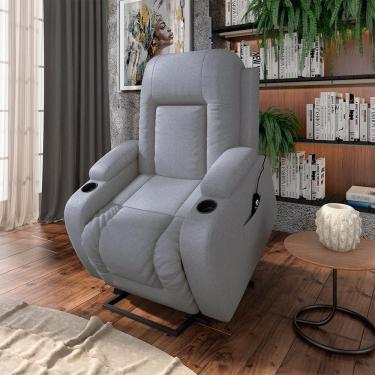 Imagem de Poltrona Do Papai Reclinável Crihs Lift Com Massagem E Aquecimento Linho Cinza G23 - Gran Belo