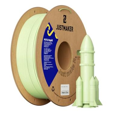 Imagem de JUSTMAKER Filamento rápido para impressora 3D PETG, impressão de alta velocidade, material multifuncional, precisão dimensional +/-0,03 mm, 1,75 mm, 1 kg, verde creme